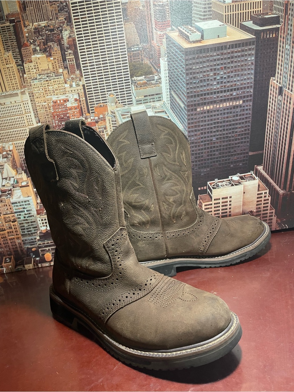 Herman Survivors Steel Toe Boots Pull On Brown Leather  Men’s 11